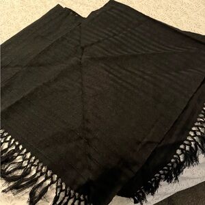 Elegant Black Fringed Poncho